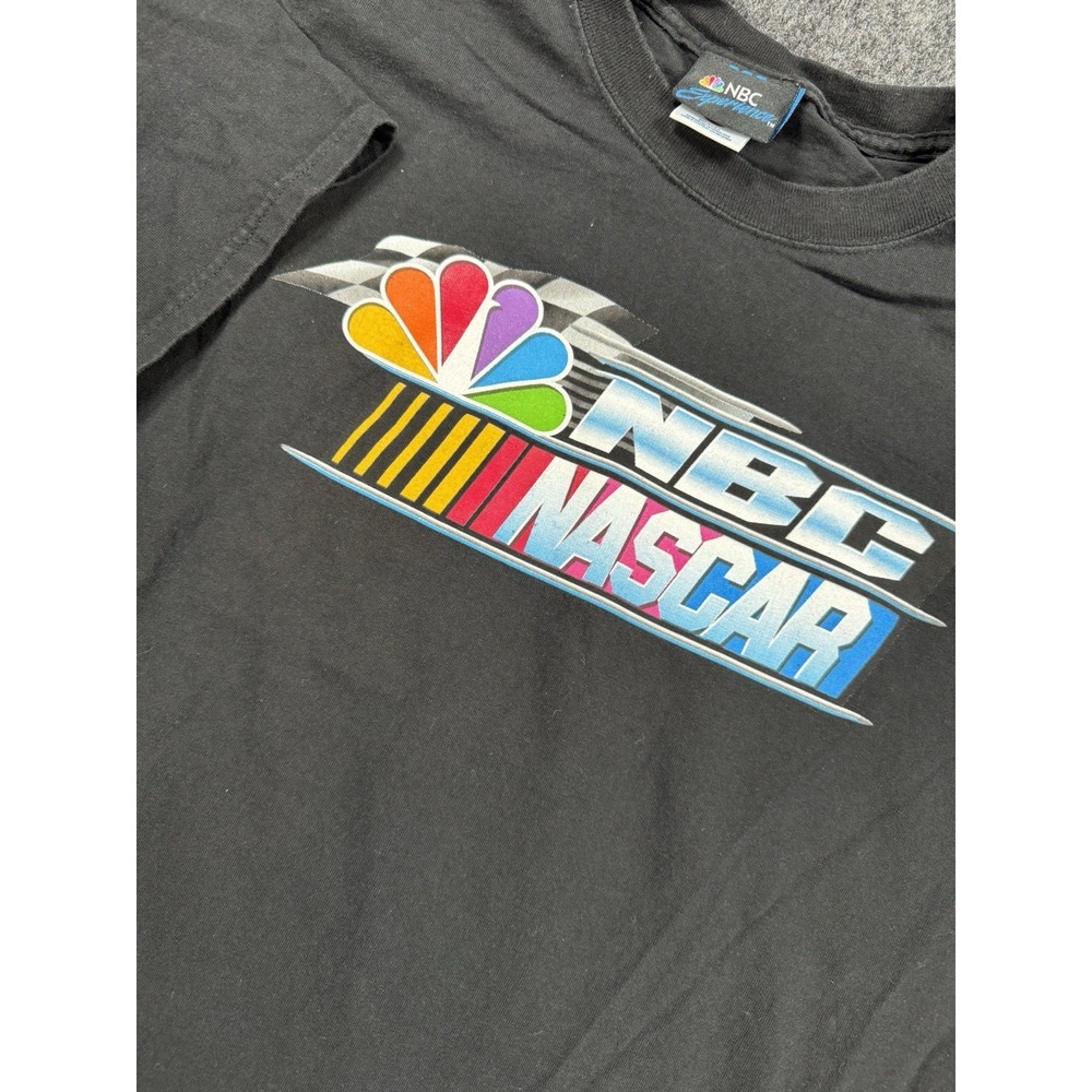VTG NBC NASCAR T Shirt 2XL Delta Magnum Weight Black Racing Graphic Tee